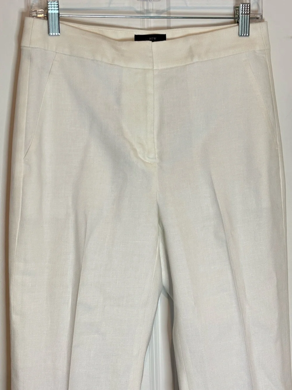 J. Crew Kate White Linen Blend Lined Straight Leg Pants 4 - Picture 2 of 14